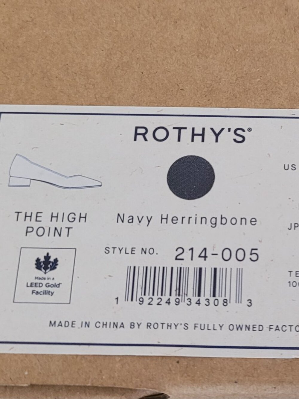 ROTHY’S The High Point Heeled Shoe | Navy Herringbone NWT size 12.5 - Picture 3 of 8